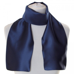 SKO-049 Navy blue silk satin scarf 135x15cm
