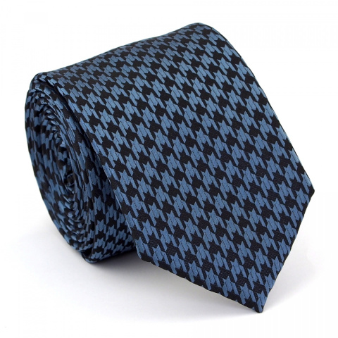 Niebieski Krawat ze Wzorem Pepitka(1)