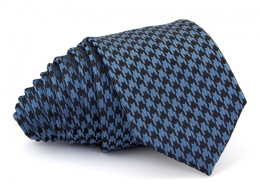 Niebieski Krawat ze Wzorem Pepitka
