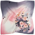 AM7-541 Pink Gray Silk Scarf Hand-painted, 70x70cm