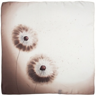 AM7-542 Brązowa Apaszka Jedwabna Ręcznie Malowana, 65x65cm