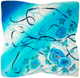 AMS-100 Hand-painted silk scarf, 90x90cm