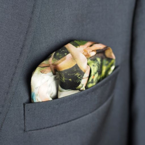 Pocket square with a reproduction of the painting "Roman Idyll - Fishing" by Henryk Siemiradzki