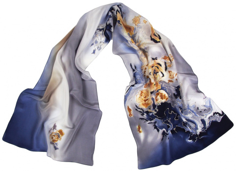 SKO-085 Hand-painted silk scarf 145x40cm