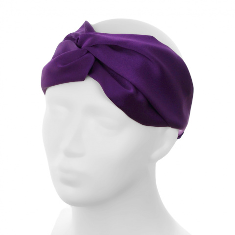 Women's silk hair band with an elastic band purple