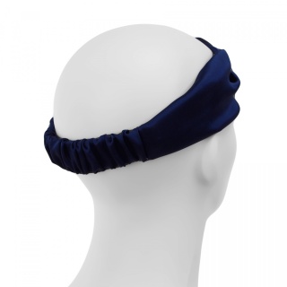 Women's navy blue silk hairband with elastic band