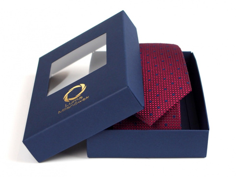 Navy blue silk jacquard tie KR-542