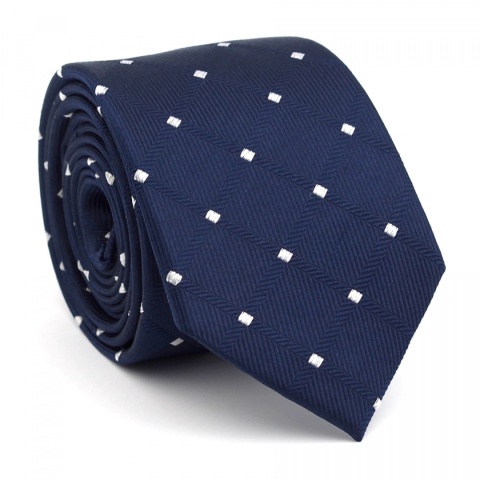 Navy blue silk jacquard tie KR-542