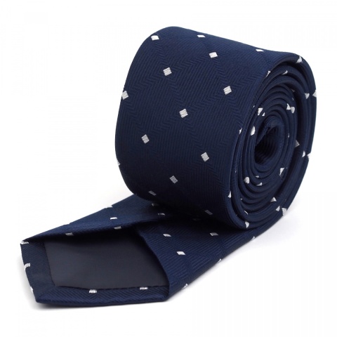 Navy blue silk jacquard tie KR-542