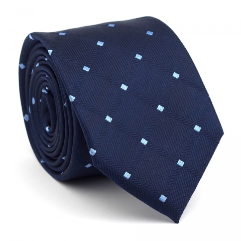 Navy blue silk jacquard tie KR-544 I Luma Milanówek