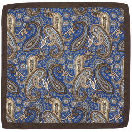 PM-087 Brown Microfiber Pocket Square With Turkish Paisley Pattern