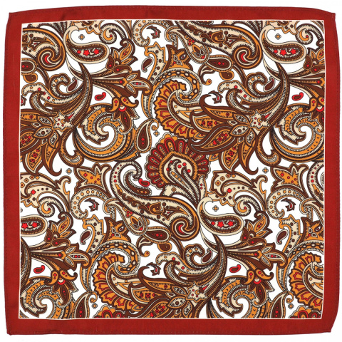 PM-098 Microfiber Pocket Square Paisley on a White Background