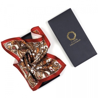 PM-098 Poszetka z Mikrofibry Paisley na Białym Tle