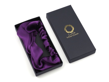 Women's silk hair band with an elastic band purple