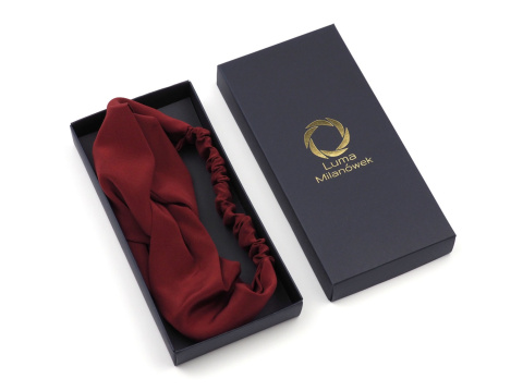 Damska opaska do włosów jedwabna na gumce bordowa