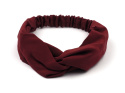 Women's burgundy silk hairband with elastic band
