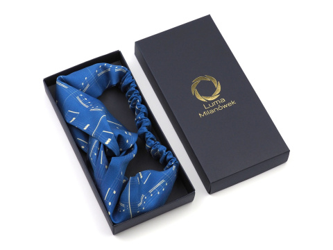 Damska opaska do włosów jedwabna na gumce w nuty