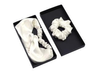Silk Facial Care Set: Headband + Elastic White