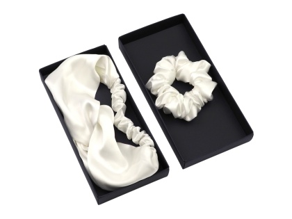 Silk Facial Care Set: Headband + Elastic White
