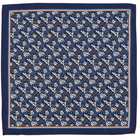 PM-100 Granatowa Poszetka z Mikrofibry w Drobne Kwiaty