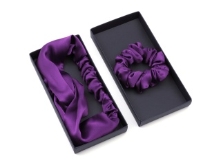 Silk Face Care Set: Headband + Elastic Purple