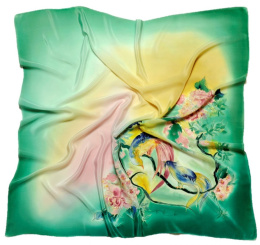 AM7-206 Hand-painted silk scarf, 70x70 cm