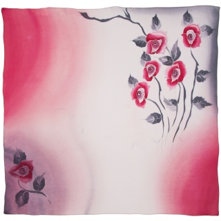 AM-996 Hand Painted Silk Scarf, 90x90cm