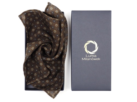 OUTLET-PW-008 Poszetka Wełniana ze Wzorem 25x25 cm