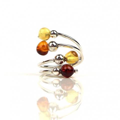 Silver scarf ring with Baltic amber (925)