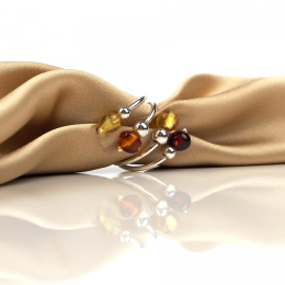 AB-101 Silver scarf ring with Baltic amber (925)
