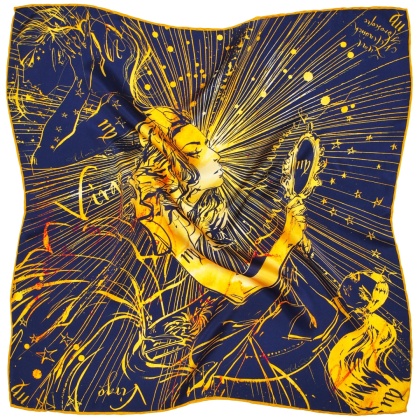 Jedwabna apaszka zodiak Panna Anna Halarewicz 68x68cm AZ-06