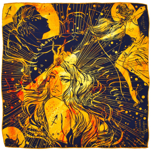 Silk Scarf Zodiac Sagittarius 67x67cm by Anna Halarewicz Silk Scarf Zodiac Sagittarius 67x67cm by Anna Halarewicz