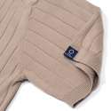B1 Herren-Poloshirt, 100 % Baumwolle, gestreift, beige