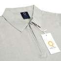 B3 Herren-Strickpoloshirt aus 100 % Baumwolle mit grauem Reißverschluss