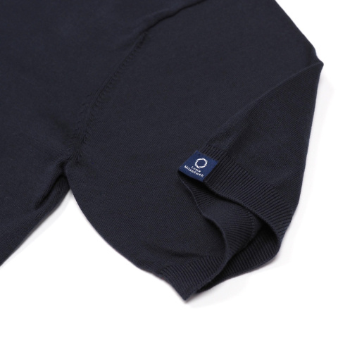 B6 Men's 100% cotton polo shirt with zipper, navy blue