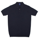 B7 Men's polo shirt, 100% knitted cotton, striped, navy blue