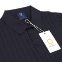 B7 Herren-Poloshirt, 100 % gestrickte Baumwolle, gestreift, Marineblau