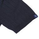 B7 Herren-Poloshirt, 100 % gestrickte Baumwolle, gestreift, Marineblau