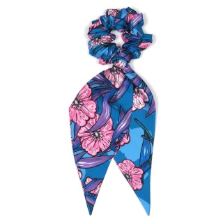 Decorative hair tie with ribbon Floral Lagoon