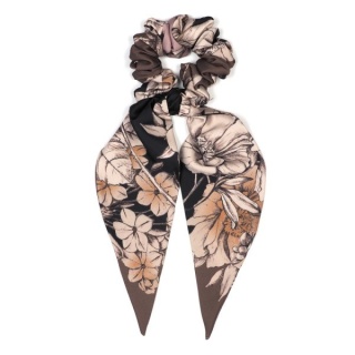 Decorative hair tie with ribbon Conservative Brown