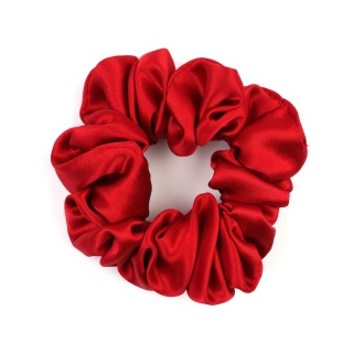 Jedwabna gumka do włosów scrunchie czerwona JGS-011