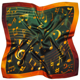 Silk scarf with musical notes, 52x52 cm
