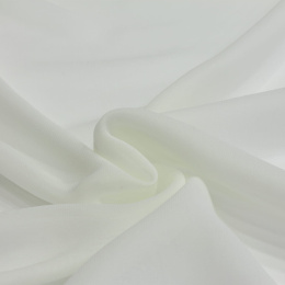 Single Color White Silk Scarf - Georgette, 200x65cm