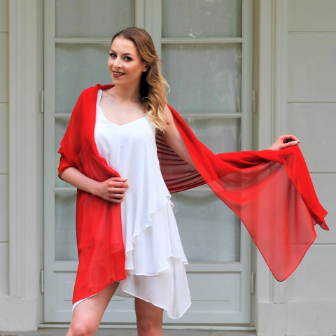Red silk georgette scarf, dress scarf 200x65 cm Red silk georgette scarf, dress scarf 200x65 cm