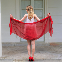 Red Single-color silk scarf - Georgette, 200x65cm