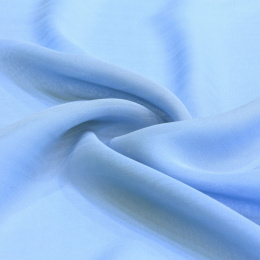 Single Color Light Blue Silk Scarf - Georgette, 200x65cm