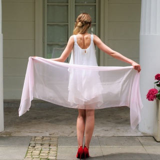 Pink silk georgette scarf, dress scarf 200x65 cm SZZ-336