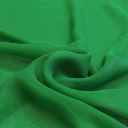 Grass Green One-color Silk Scarf - Georgette, 200x65cm