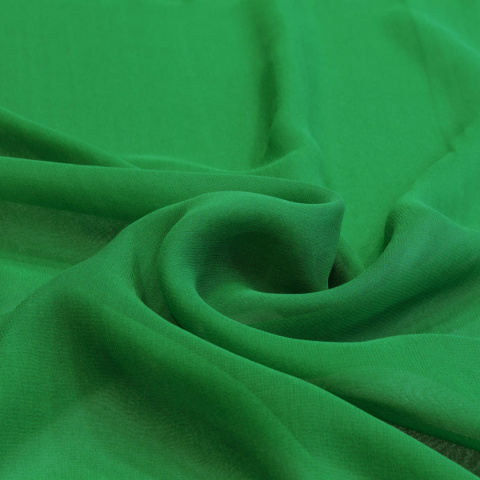 SZZ-344 Grass Green One-color Silk Scarf - Georgette, 200x65cm