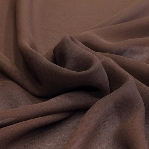 SZZ-354 Dark Brown Silk Scarf - Georgette, 200x65cm